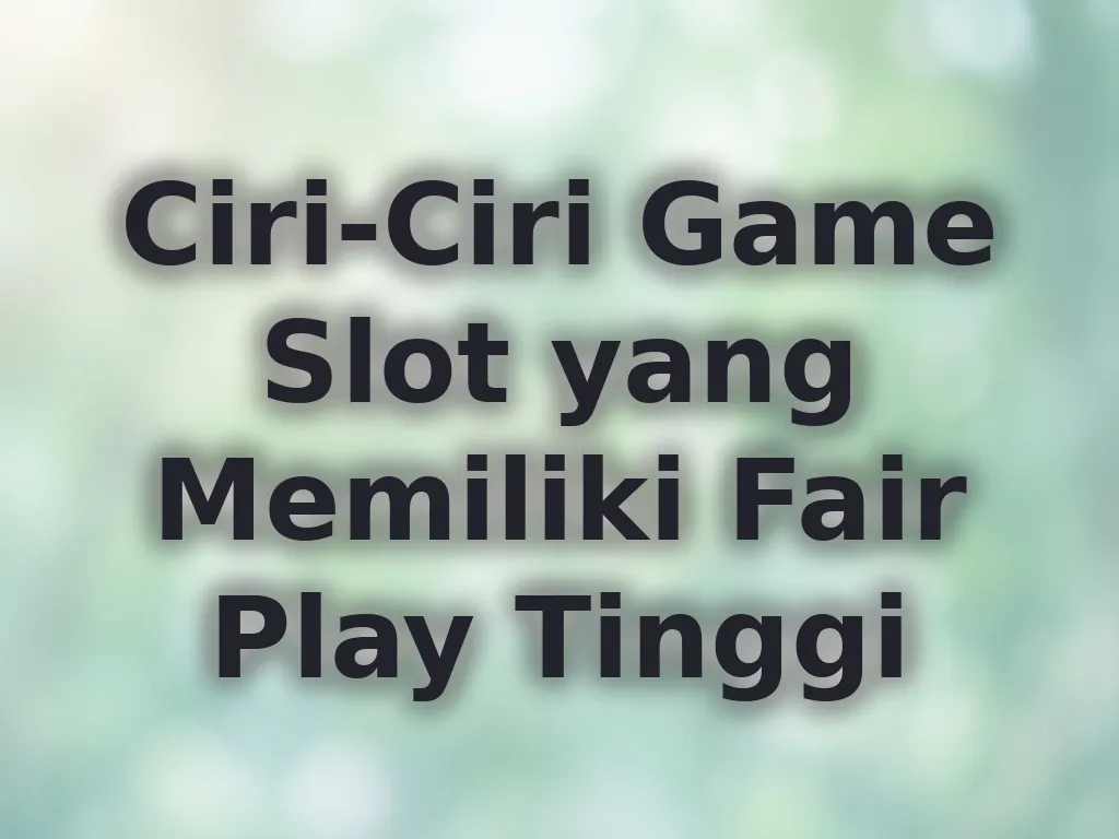 Ciri-Ciri Game Slot yang Memiliki Fair Play Tinggi